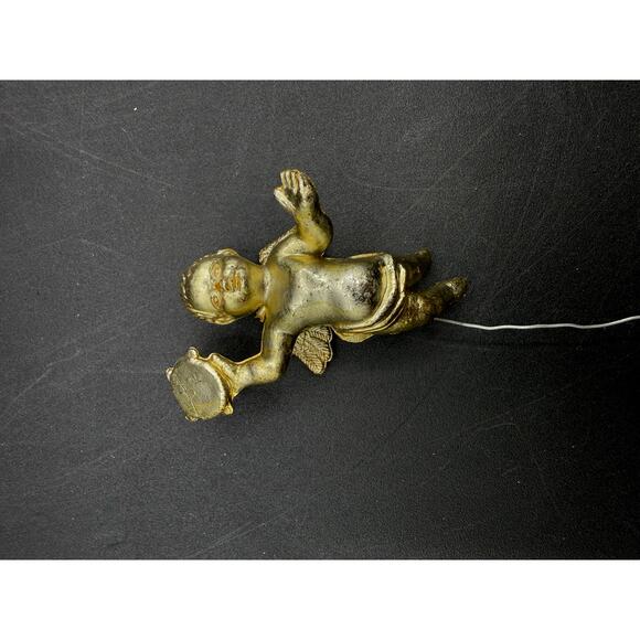 Set of 4 Vintage Gold Plastic Cherub Angel Christmas Ornaments - Picture 7 of 8